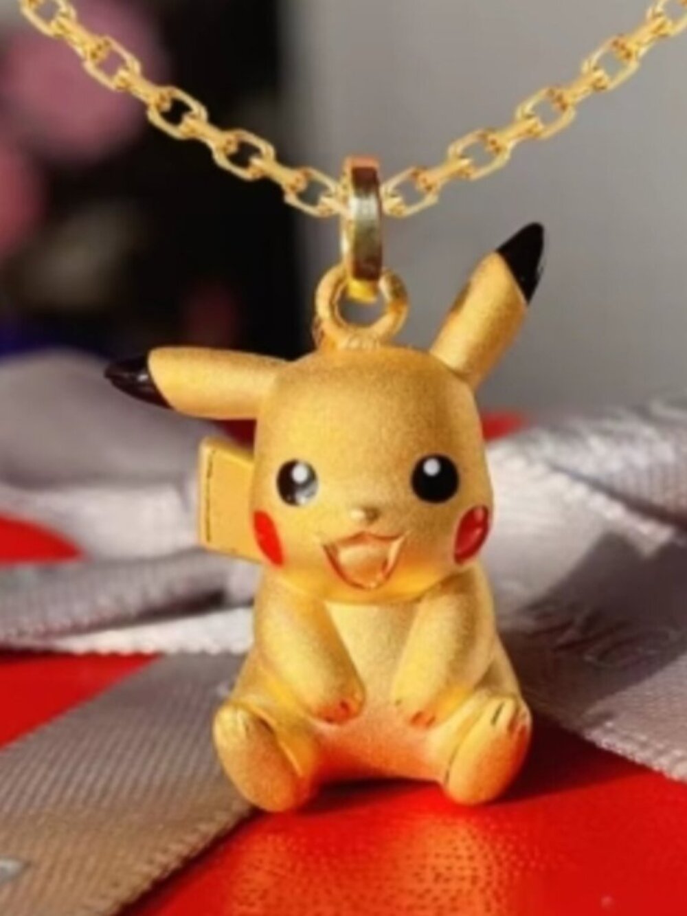 24K Gold Filled Pikachu Pokémon Pendant Necklace Anime Character
